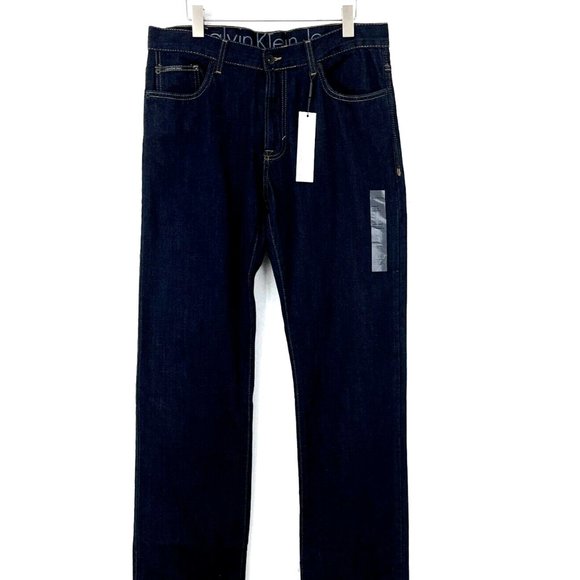 Calvin Klein Jeans Straight Cut Dark Wash Bootcut Jeans SIZE 34 - Picture 1 of 8